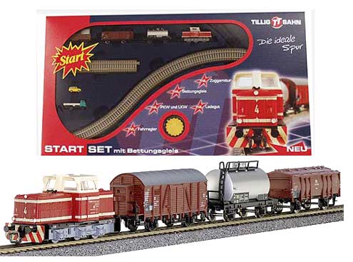 Freight train Starter set with bedding track<br /><a href='images/pictures/Tillig/01406.jpg' target='_blank'>Full size image</a>